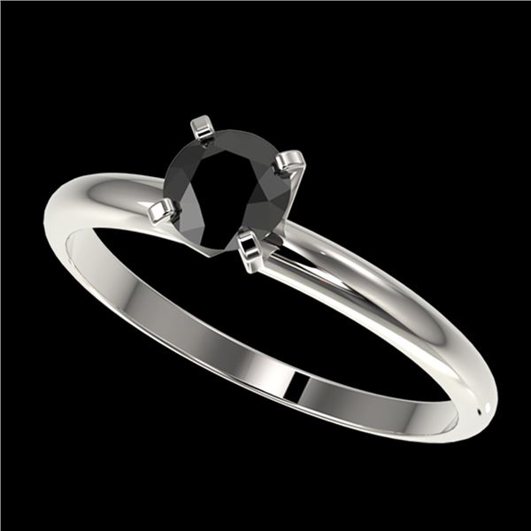 0.50 ctw Fancy Black Diamond Solitaire Engagment Ring 10k White Gold - REF-19N2F