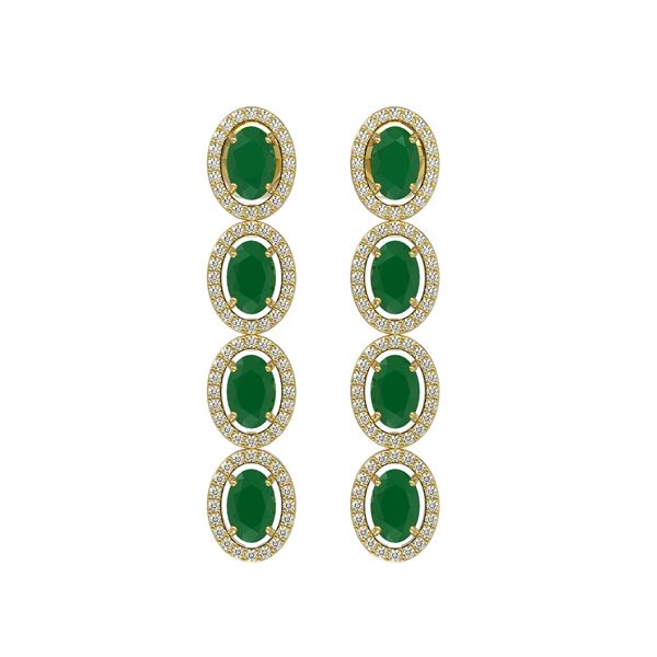 6.47 ctw Emerald & Diamond Micro Pave Halo Earrings 10k Yellow Gold - REF-143Y6X