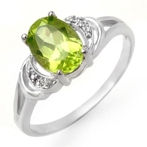 1.55 ctw Peridot & Diamond Ring 10k White Gold - REF-9Y8X