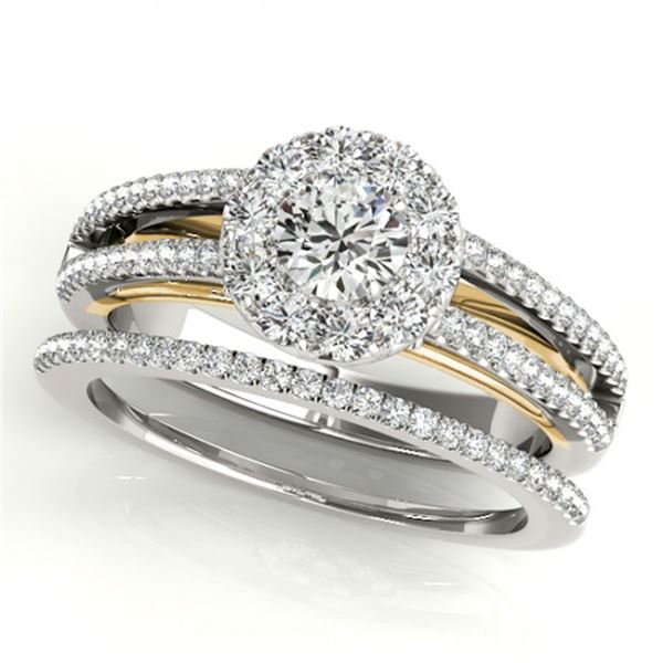 0.92 ctw Certified VS/SI Diamond 2pc Set Solitaire Halo 14k 2Tone Gold - REF-91M4G