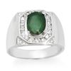Image 1 : 2.60 ctw Emerald & Diamond Men's Ring 14k White Gold - REF-104W5H