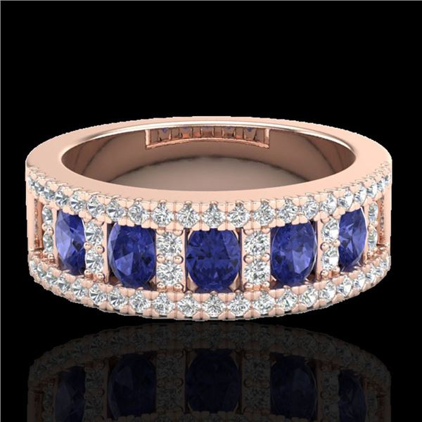 1.75 ctw Tanzanite & Micro Pave VS/SI Diamond Ring 10k Rose Gold - REF-48H5R