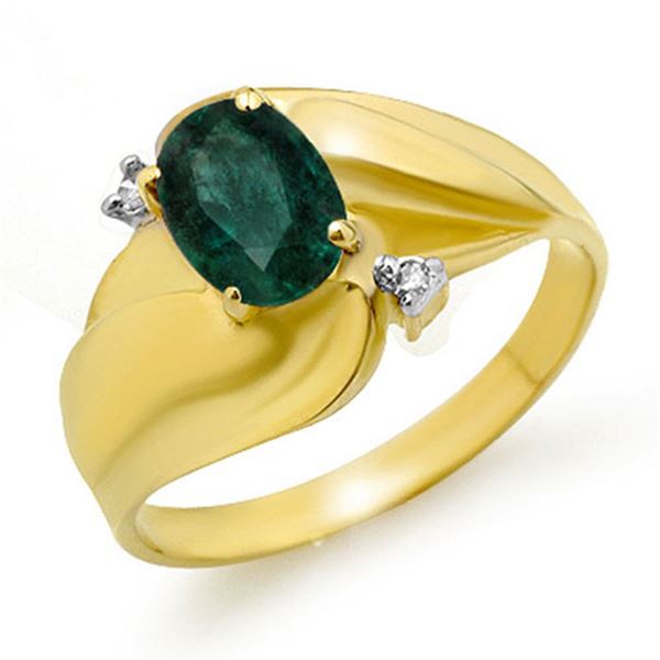 0.85 ctw Emerald & Diamond Ring 10k Yellow Gold - REF-17R8K