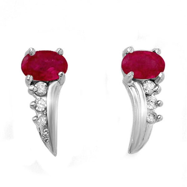 0.72 ctw Ruby & Diamond Earrings 10k White Gold - REF-12Y3X