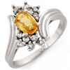 Image 1 : 1.0 ctw Yellow Sapphire & Diamond Ring 18k White Gold - REF-36M6G
