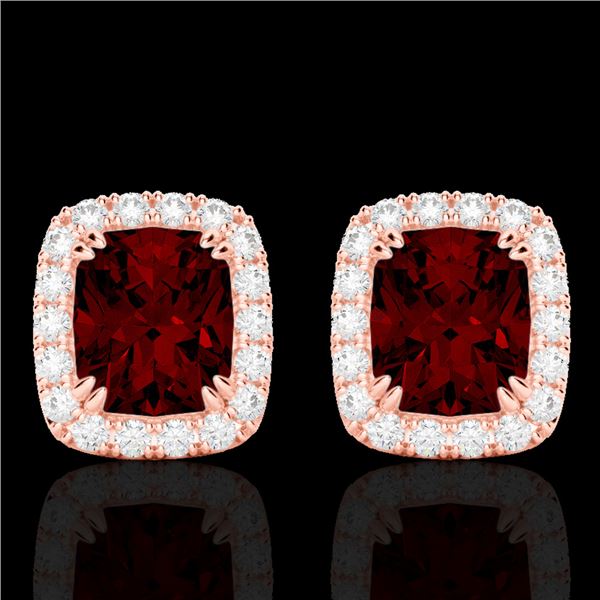 2.50 ctw Garnet & Micro Pave VS/SI Diamond Earrings 10k Rose Gold - REF-34W3H