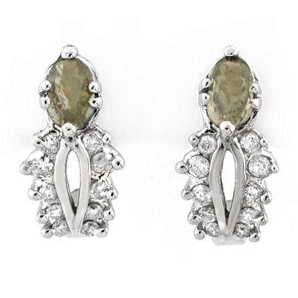0.95 ctw Green Sapphire & Diamond Earrings 10k White Gold - REF-22K6Y