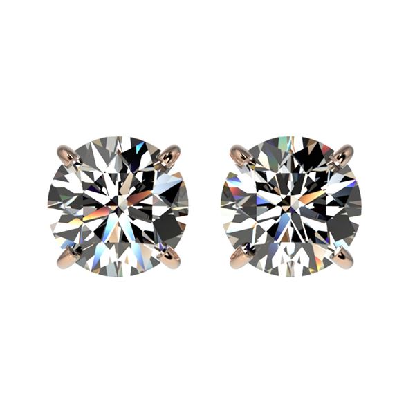 1.57 ctw Certified Quality Diamond Stud Earrings 10k Rose Gold - REF-127X5A