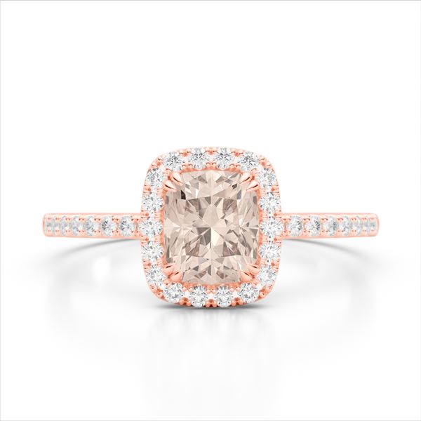 1.25 ctw Morganite & Micro Pave VS/SI Diamond Ring 10k Rose Gold - REF-30N8F