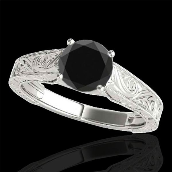 1.5 ctw Certified VS Black Diamond Solitaire Antique Ring 10k White Gold - REF-39X5A
