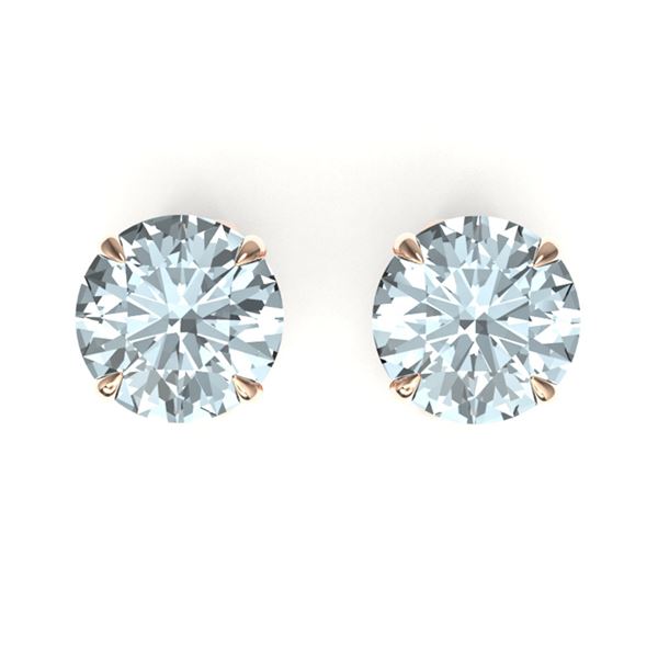 4 ctw Aquamarine Designer Solitaire Stud Earrings 14k Rose Gold - REF-39H5R