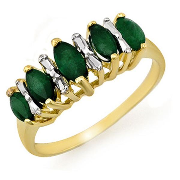 0.70 ctw Emerald Ring 10k Yellow Gold - REF-13F2M