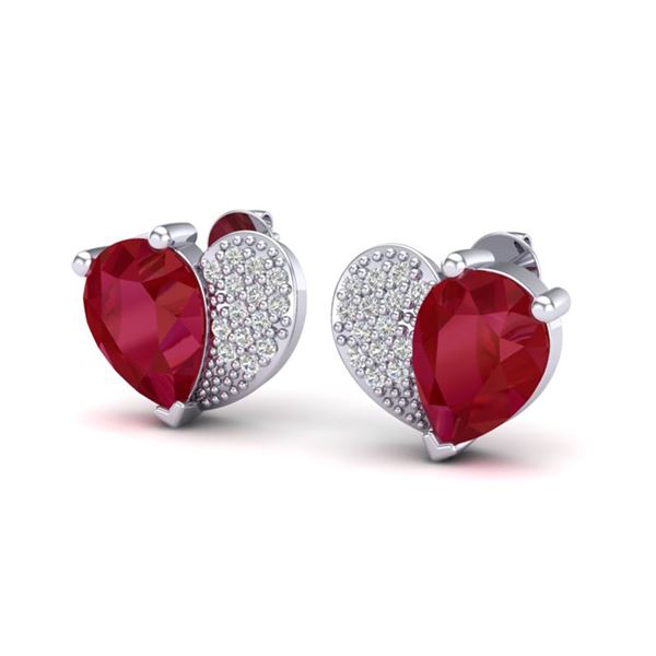 2.50 ctw Ruby & Micro Pave VS/SI Diamond Certified Earrings 10k White Gold - REF-25R4K