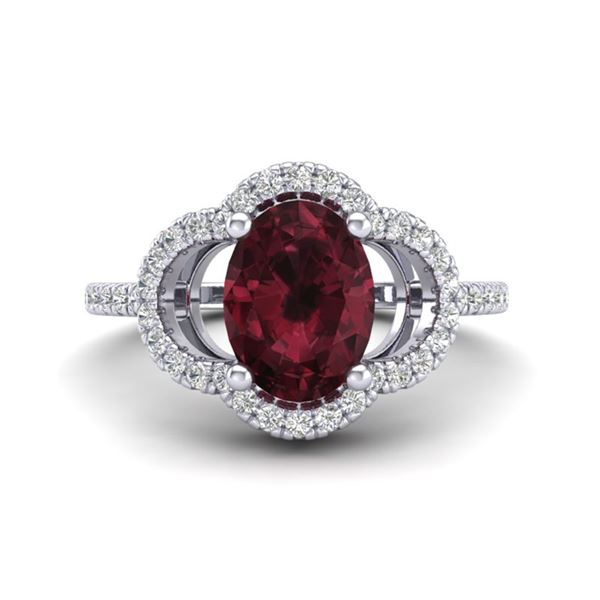 2 ctw Garnet & Micro Pave VS/SI Diamond Certified Ring 10k White Gold - REF-30R2K