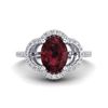 Image 1 : 2 ctw Garnet & Micro Pave VS/SI Diamond Certified Ring 10k White Gold - REF-30R2K