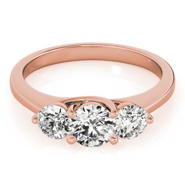 0.5 ctw Certified VS/SI Diamond 3 Stone Ring 14k Rose Gold - REF-48N5F