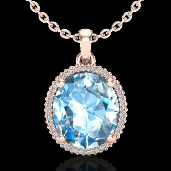 12 ctw Sky Blue Topaz & Micro VS/SI Diamond Necklace 14k Rose Gold - REF-50K6Y