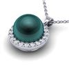 Image 1 : 0.25 ctw Micro Pave Diamond & Peacock Pearl Necklace 18k White Gold - REF-30Y8X
