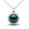 Image 2 : 0.25 ctw Micro Pave Diamond & Peacock Pearl Necklace 18k White Gold - REF-30Y8X
