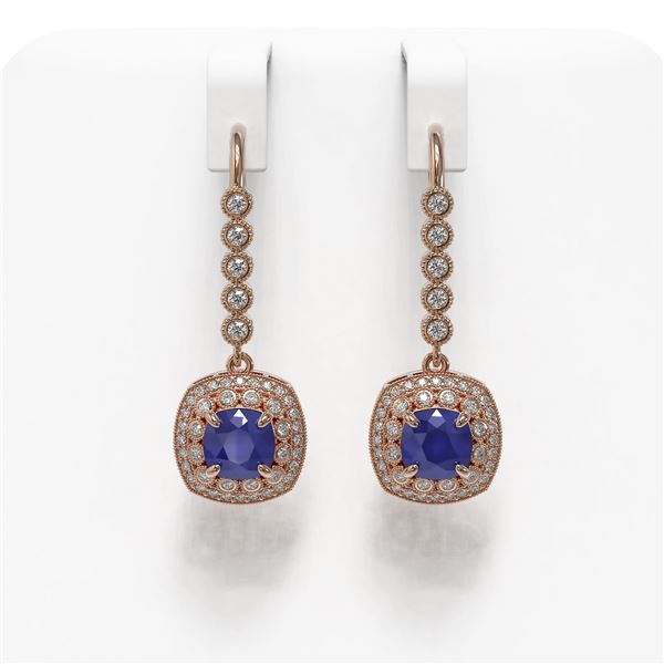 5.1 ctw Certified Sapphire & Diamond Victorian Earrings 14K Rose Gold - REF-172A8N