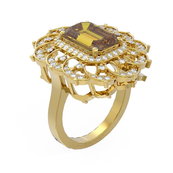 5.39 ctw Canary Citrine & Diamond Ring 18K Yellow Gold - REF-138Y5X