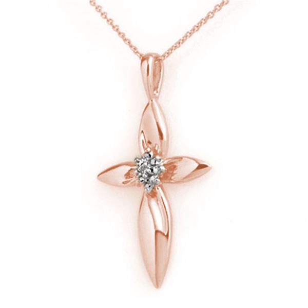 0.02 ctw Certified VS/SI Diamond Pendant 14k Rose Gold - REF-12F3M