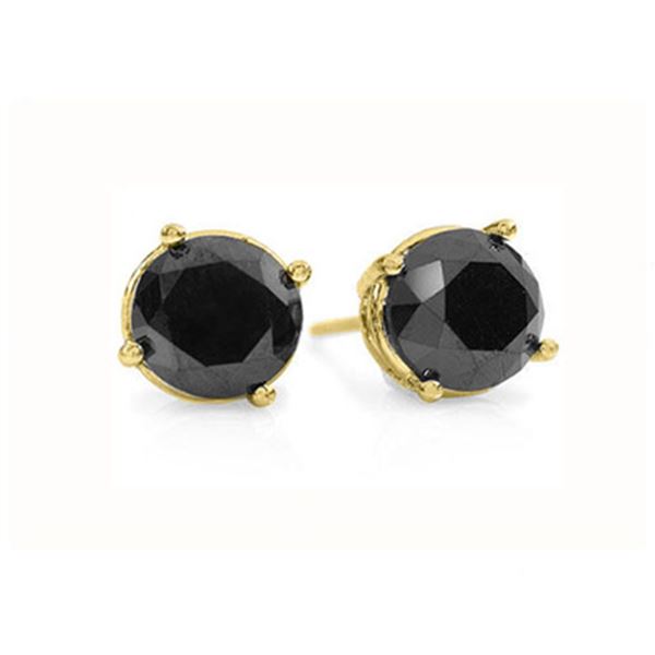 1.0 ctw VS Certified Black Diamond Solitaire Stud Earrings 14k Yellow Gold - REF-21F2M