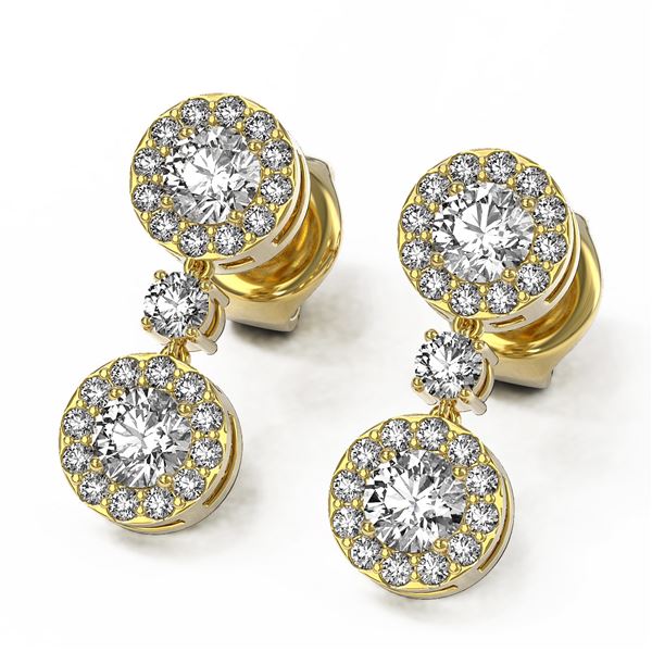 1.84 ctw Diamond Designer Earrings 18K Yellow Gold - REF-164N8F
