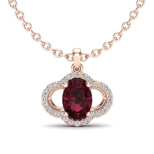 2 ctw Garnet & Micro Pave VS/SI Diamond Certified Necklace 10k Rose Gold - REF-24F5M