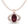 Image 1 : 2 ctw Garnet & Micro Pave VS/SI Diamond Certified Necklace 10k Rose Gold - REF-24F5M