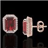Image 2 : 12 ctw Garnet & Micro Pave VS/SI Diamond Earrings 14k Rose Gold - REF-72K8Y