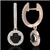 Image 2 : 1.75 ctw Micro Pave VS/SI Diamond Certified Earrings 14k Rose Gold - REF-98M2G