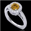 Image 1 : 1.55 ctw Intense Fancy Yellow Diamond Art Deco Ring 18k White Gold - REF-200K2Y
