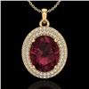 Image 1 : 4.50 ctw Garnet & Micro Pave VS/SI Diamond Necklace 18k Yellow Gold - REF-96G5W