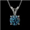 Image 1 : 0.73 ctw Certified Intense Blue Diamond Necklace 10k White Gold - REF-54H2R