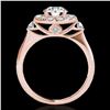 Image 2 : 1.5 ctw Certified Diamond Solitaire Halo Ring 10k Rose Gold - REF-177W3H