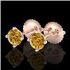 Image 1 : 0.65 ctw Intense Fancy Yellow Diamond Art Deco Earrings 18k Rose Gold - REF-61M4G