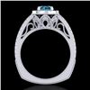 Image 3 : 1.55 ctw Fancy Intense Blue Diamond Art Deco Ring 18k White Gold - REF-178M2G