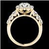 Image 2 : 2.9 ctw Certified Diamond Solitaire Halo Ring 10k Yellow Gold - REF-402Y3X
