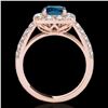 Image 2 : 2.5 ctw SI Certified Fancy Blue Diamond Solitaire Halo Ring 10k Rose Gold - REF-211R4K