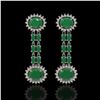 Image 1 : 10.23 ctw Emerald & Diamond Earrings 14K White Gold - REF-227H3R