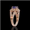 Image 3 : 2.69 ctw Certified Sapphire & Diamond Victorian Ring 14K Rose Gold - REF-99X3A