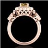 Image 3 : 1.5 ctw Intense Fancy Yellow Diamond Art Deco Ring 18k Rose Gold - REF-309Y3X