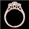 Image 2 : 3.25 ctw Certified Diamond 3 Stone Ring 10k Rose Gold - REF-357K3Y