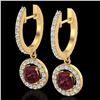 Image 1 : 1.75 ctw Garnet & Micro VS/SI Diamond Certified Earrings 18k Yellow Gold - REF-82H8R