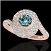 Image 1 : 2.11 ctw SI Certified Fancy Blue Diamond Halo Ring 10k Rose Gold - REF-193Y6X