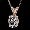Image 2 : 1 ctw Certified VS/SI Quality Oval Diamond Necklace 10k Rose Gold - REF-239H3R