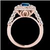 Image 2 : 2.3 ctw SI Certified Fancy Blue Diamond Solitaire Halo Ring 10k Rose Gold - REF-190N9F
