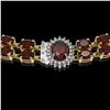 Image 3 : 32.67 ctw Garnet & Diamond Necklace 14K Yellow Gold - REF-454K5Y