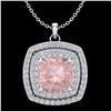 Image 1 : 1.97 ctw Morganite & Micro VS/SI Diamond Necklace 18k White Gold - REF-78Y5X